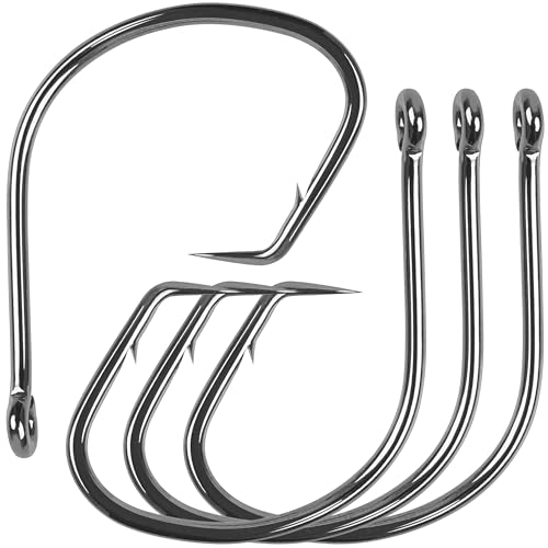 Fishing Circle Hooks Saltwater, 120pcs Catfish Hooks Offset Circle Octopus Fishing Hooks High Carbon Steel Black Nickel 2X Strong Barbed Fishhooks for Bass Trout Catfish Freshwater Size 6#-10/0 - size: 6/0-120pcs
