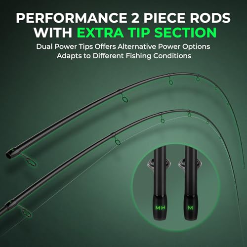 KastKing Zephyr Dual Tip Fishing Rod, Lightweight KastFlex IM6 Graphite Spinning & Casting Rod with Zirconium Oxide Ring Guides, Hook Keeper, EVA Grip, PTS Power Transition System - size: 6'8"-M/MH-Fast(2 Pcs+ Extra Tip), style: Spinning