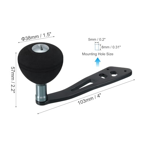 PATIKIL Baitcasting Power Handle, 3 Set Metal Fishing Reel Handle EVA Knob Grip Replacement Parts for Rocker Arm Accessories, Black