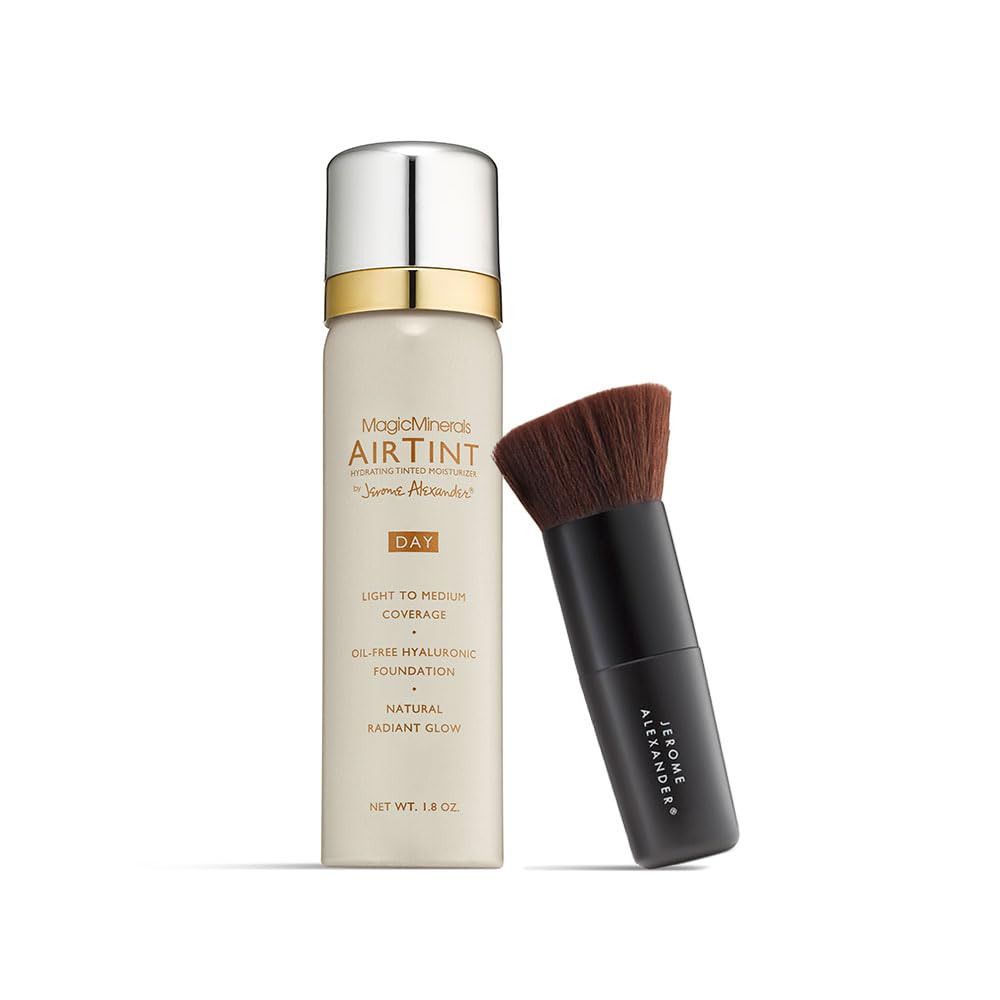 Jerome Alexander MagicMinerals AirTint Tinted Moisturizer AirBrush Spray Light | Tinted Moisturizer Spray with Anti-Aging Ingredients | Medium |2PC