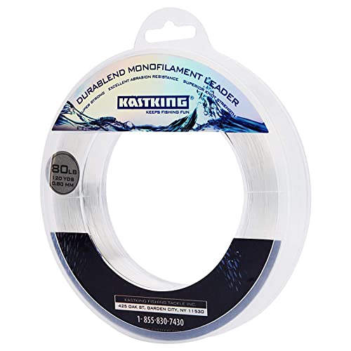 KastKing DuraBlend Monofilament Leader Line - Premium Saltwater Mono Leader Materials - Big Game Spool Size 120Yds/110M - size: 80 LB (Wound on Spool) 0.80mm