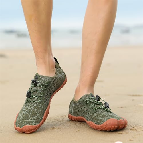 UBFEN Water Shoes for Men Women Quick Dry Swim Aqua Socks | Lightweight Barefoot-style Fit, Rubber Sole, Hiking, Fishing, Kayaking, Beach, Pool, Boating, Diving And Water-to-land Wear - color: Green, size: 13 Women/11 Men