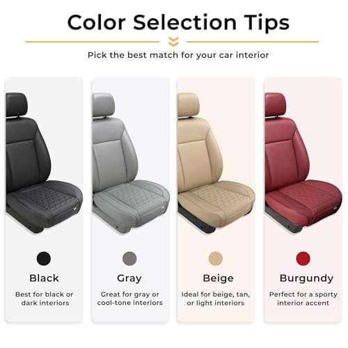 Black Panther Luxury Faux Leather Car Seat Cover Front Bottom Seat Cushion Cover, Anti-Slip and Wrap Around The Bottom, Fits 95% of Vehicles - 1 Piece,Burgundy - color: Front Single Burgundy