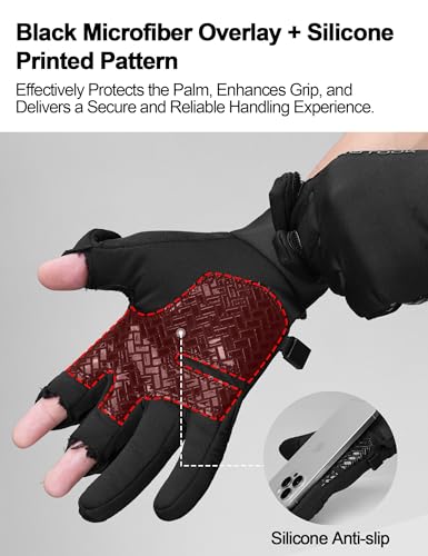 KUTOOK Winter Fishing Gloves for Men& Women Waterproof Glove Cold Weather Hunting Photography Shooting Hiking - color: Black, size: Small