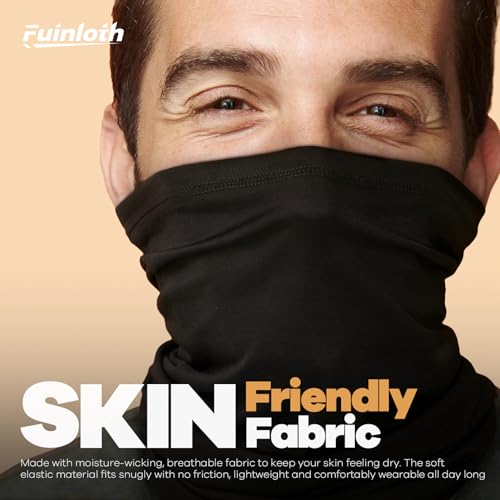 Fuinloth Neck Gaiter, 6 Pack Cooling UV Protection Bandana Face Mask Gator | Breathable Sweat Wicking, UPF 50, Sun Wind Dust Shield, Quick Dry & Washable, 95% Polyester 5% Spandex - color: 6 Black