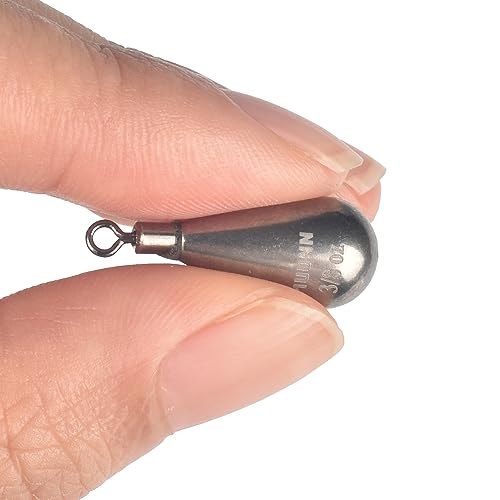 10 Pack Tungsten Free Rig Weights, Tear Drop Fishing Sinkers with Round Eye for Finesse Bass Fishing - color: Plain(Natural), size: 1/32oz - 5 Pack