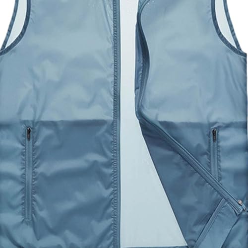 Fishing Vest - Fishing Vests for Men Zip Up Lightweight Sleeveless Utility Jackets Quick Dry Outwear Vests with Pockets - color: 01# Light Blue, size: Medium