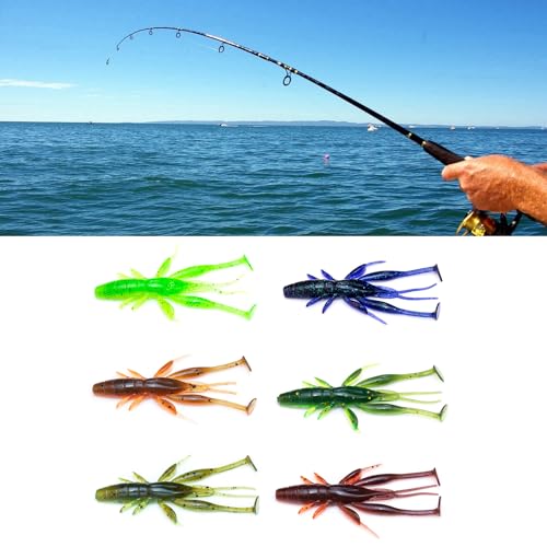 8pcs Soft Crawfish Baits Artificial Baits Floating Shrimp Lobster Baits Crayfishs Lure Swimbait Elastic Simulation Baits - color: light green 6