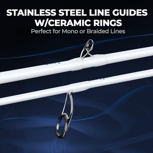 KastKing Centron Lite Fishing Rod and Reel Combo, IM6 Graphite 2Pc Blanks, Stainless Steel Guides with Ceramic Rings, Contoured EVA Handles & Fighting Butt, Split or Full Rear Handle Design, 13 Models - style: Cast-7'0" Medium Heavy- Right Handed-2pcs