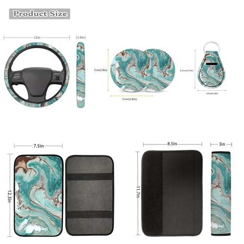 Forchrinse Bee Flower Car Seat Covers 15Pcs Auto Interior Cover Set with Steering Wheel Cover,Armrest Seatbelt Pads,Car Garbage Can,Coaster,Handbrake Gearshift Cover for SUVs Trucks - color: Bee Flower
