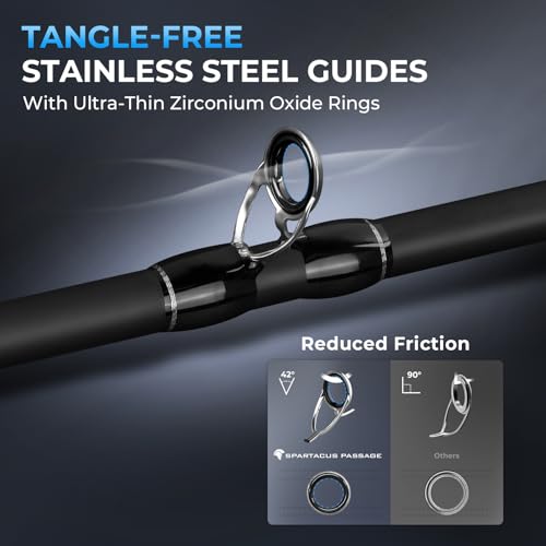 KastKing Spartacus Passage Travel Fishing Rods, Portable 4-Piece Spinning & Casting Rods, Extra Twin-Tip, IM7 Graphite Blanks, Stainless Steel Guides with Zirconium Oxide Rings, EVA Handle - size: 7'6"-MH-Fast(4 Pcs+ Extra Tip), style: Casting