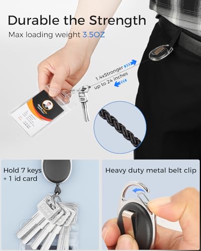 KTRIO ID Badge Holder with Retractable Reel, Vertical, 10 Pack | Fits 2.5x3.4" Cards, Clear Vertical Holder, 24" Retractable Badge Reel, Metal Clip & Key Ring, 10-Pack Set - style: 10 Pcs | Vertical