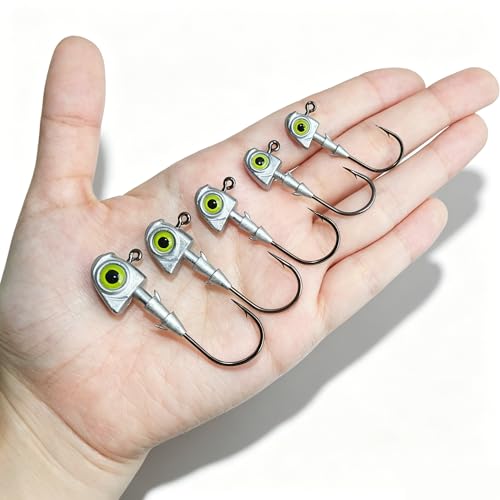 15pcs Swimbait Jig Heads Dual Bait Keeper 3D Eye Salt Fresh Water Soft Lure Hooks Multi Weight Assortment 1/8-1/2oz - size: 3/16oz-15Pack