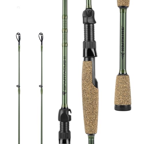KastKing Spartacus II Fishing Rods - IM6 Graphite Blanks Casting & Spinning Rods, 2-Piece Rods with Extra Tip Section, PTS Power Transition System, KastFlex Technology, Rubber Cork Handle - size: 6'8"- M- Fast (2pcs+ Extra Tip), style: Spinning
