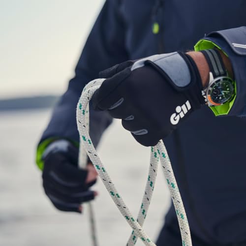 Gill Deckhand Sailing Gloves Short Finger with 3/4 Length Fingers - 50+ UV Sun Protection & Water Repellent - color: Black, size: XX-Large