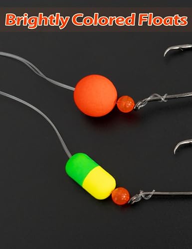 BLUEWING 3Pcs Pompano Rigs for Surf Fishing Pre-Rigged with Floats, High-Low High Carbon Steel Circle Hooks Saltwater Fish Tackle - size: 1/0 - 3pcs