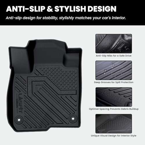 LASFIT Floor Mats for Honda Civic Sedan 2016-2021 & Hatchback 2017-2021 & Coupe 2016-2020, All Weather TPE Custom Fit Floor Liner, 1st & 2nd Row, Black - size: 1st & 2nd Row