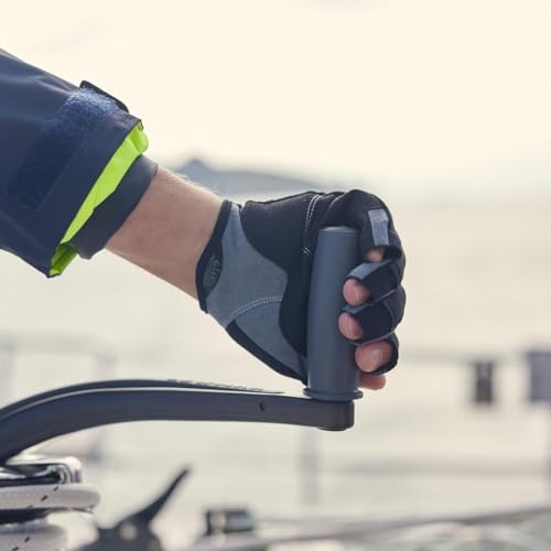 Gill Deckhand Sailing Gloves Short Finger with 3/4 Length Fingers - 50+ UV Sun Protection & Water Repellent - color: Black, size: Medium