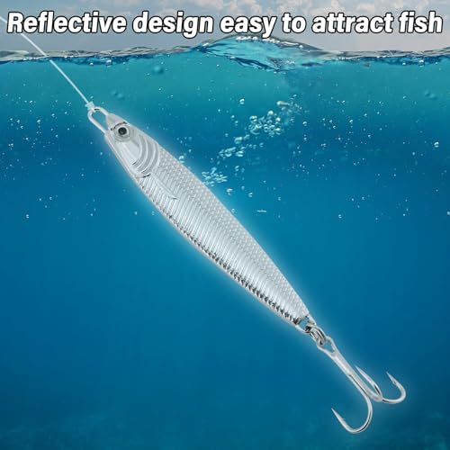 Dr.Fish Fishing Jigs Jigging Spoon Saltwater Fishing Lure Casting Metal Spoon Surf Fishing Mackerel Striper Lures Stinger Bluefish Vertical Diamond Jig - color: Silver, size: 1/2oz-3 Pieces