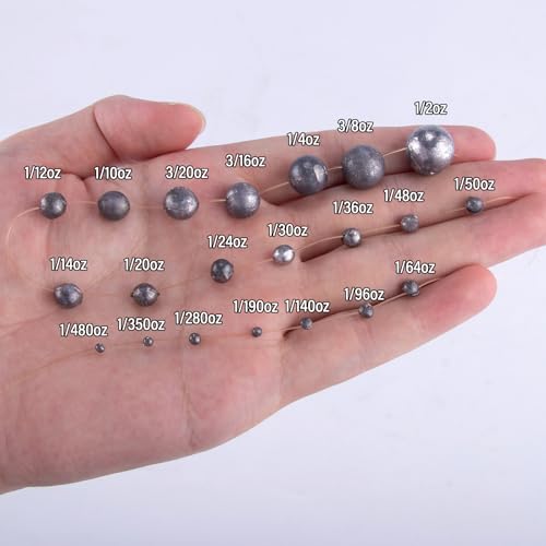 Dr.Fish 100 Pack Round Split Shot Weights Fishing Sinker Clip on Line Weight Tackle Fly Fishing Freshwater Saltwater - size: 1/14oz(#5)-100 Pack