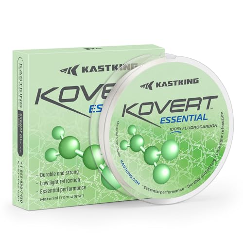 KastKing Kovert 100% Fluorocarbon Fishing Line - Clear Fishing Leader, High Sensitivity, Strong Knot Strength, Shock & Abrasion Resistant, Extreme Clarity, Ultra-Low Visibility, Fast Sinking - color: Kovert Essential (Economic), size: 12LB-50Yds (Clear)