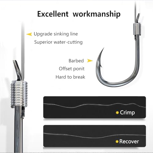 AMHDV Pre Tied Fishing Hooks on Line, Small Fish Hook with Leaders (Pack of 20) - size: 20# (0-0.44lb)
