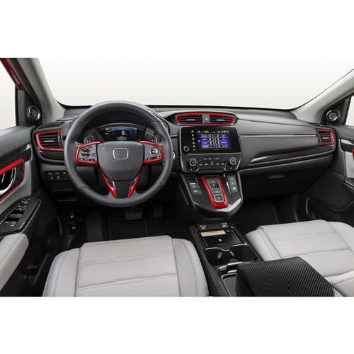 Car Air Vent Outlet Cover Decals for Honda CR-V 2017 2018 2019 2020 2021 2022 Accessories CRV ABS Carbon Fiber Stickers - color: Air Vent Outlet Cover, Black Red
