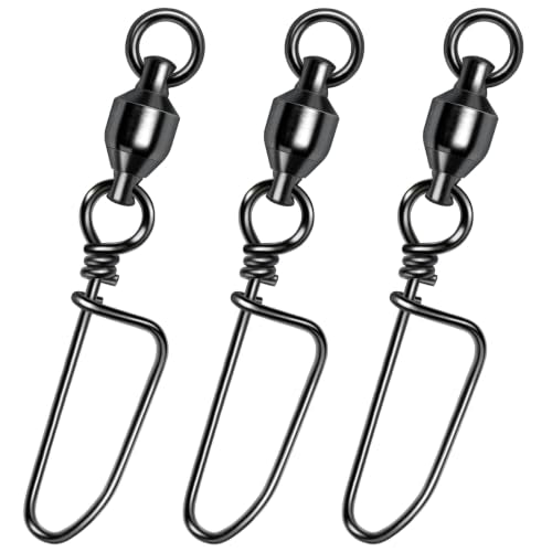 Alwonder 20-Pack Ball Bearing Swivels with Snaps, Fishing Snap Swivels Fishing Tackle Saltwater Freshwater Coastlock Snaps Barrel Swivel Leader Connector Downrigger Planer Release Clips - size: #2-49lb