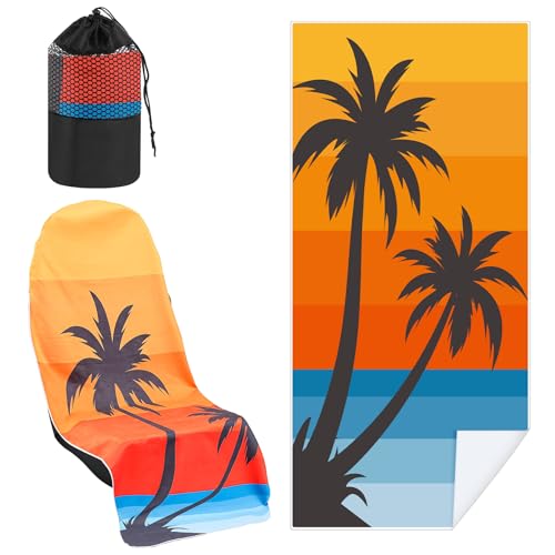 Hahafelt Car Seat Towel Covers with Storage Bag, 63 x 32 Inch Universal Non Slip Waterproof Sweat Protector for Car Truck, Gym Swimming Running, Machine Washable(2 Pack,Beach Palm Trees) - style: Beach Palm Trees