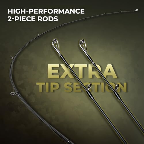 KastKing Spartacus Defender Twin-Tip Fishing Rod and Reel Combo, Spinning & Baitcaster Combo, KastFlex IM7 Graphite 2-Piece Blanks with Backup Tip Section, PTS System, EVA Handles - style: Cast: Right Reel, 7'0"- Mh Rod(2pcs+ Extra Tip)