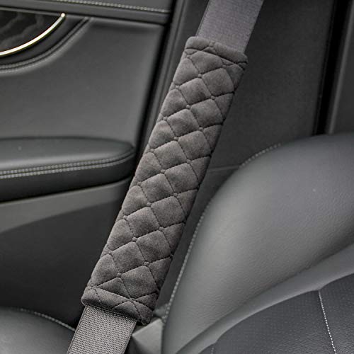 Amooca Soft Automotive Seat Belt Cover Seatbelt Shoulder Pad Neck Protector Cushions Universal Fit SUV Trucks Backpack 2 PCS Black 10.2in - color: Black, size: 10.2in-2pc
