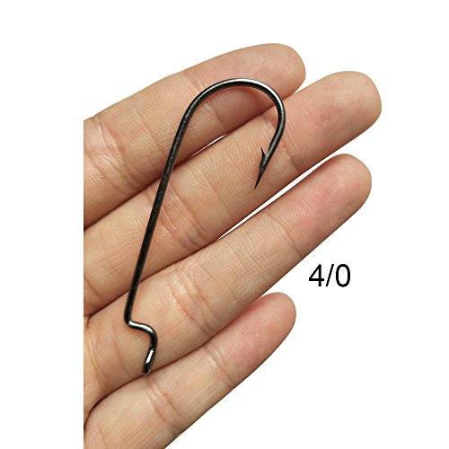 30pcs/Pack Offset Fishing Hooks Worm Hooks Black/Red High Carbon Steel Senko Bait Fishing Hooks 4/0 3/0 2/0 1/0 1# - color: black, size: 1#-30pcs