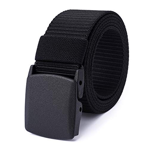 Mile High Life | Nylon Web Belt | Outdoor Military Belt | TSA Safe Buckle Plastic/Metal - color: Black-510brwon 2pc
