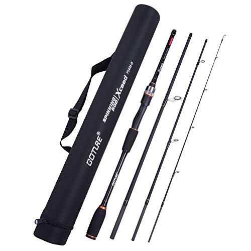 Goture 4-Piece Travel Carbon Fishing Rod M/MH Action 6.6-12ft Multi-Colors | Goture multi-spec travel fishing rods adopt upgraded high-grade carbon fiber blank with premium Fuji line guides - color: Black, size: Spinning/6'6"-Fast/Medium-Heavy
