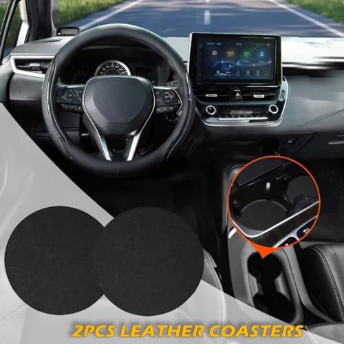 Steering Wheel Cover Black, Carbon Fiber Car Steering Wheel Covers with Coasters Universal 14.5-15 inch Leather Microfiber Breathable Anti-Slip Steering Wheel Accessories Set - color: black02, size: Medium