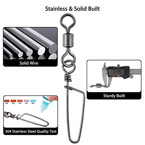 Dr.Fish 30 Pack Barrel Snap Swivels, Barrel Swivels Fishing Tackle Crane Rolling Coast Lock Snap Lure Leader Line Connector Fresh&Saltwater - size: #6-30LB-30 Pack