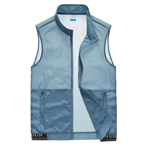 Fishing Vest - Fishing Vests for Men Zip Up Lightweight Sleeveless Utility Jackets Quick Dry Outwear Vests with Pockets - color: 01# Light Blue, size: Medium