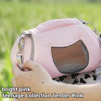 Small Pet Carrier Bag with Adjustable Shoulder Strap Hamster Travel Cage Breathable Carrier Portable Travel Carrier for Birds Sugar Glider Golden Hamsters (Grey)