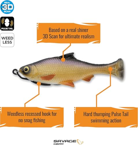 Savage Gear Pulse Tail Shiner Loose Body Fishing Soft Bait - color: Shad, size: 4 in - 3/4 oz