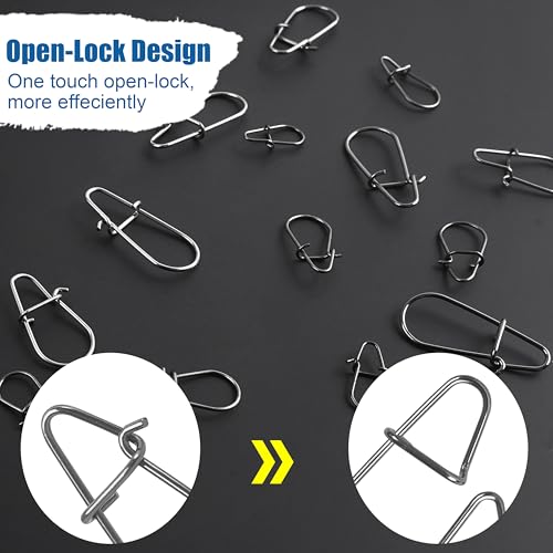 Crankbait Snaps Fishing Snap Clips,150pcs Duolock Fishing Snaps Quick Change Fishing Power Clips Fast Snaps Speed Clips for Fishing Lures Freshwater Saltwater Lure Snap Connector Tackle - size: 5#-150pcs