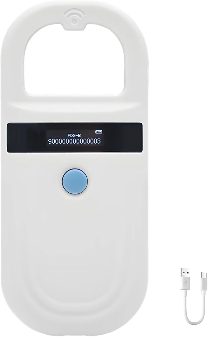 Pet Microchip Reader, 134.2Khz Handheld Scanner, 0-15 Cm Reading, OLED Display, Compatible with Emid Fdx-B, for Pet Id Tracking