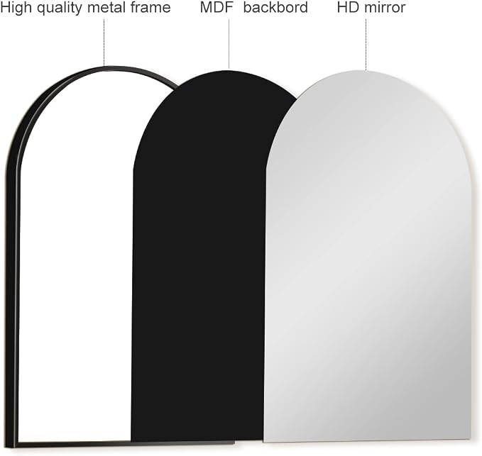 Arched Wall Mirror, Living Room, Hang Vertical or Horizontal