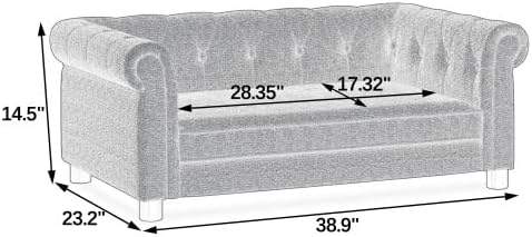 Dog Sofa Couch for Medium to Large Dogs, Memory Foam Pet Sofa Couch with Washable Fabric, Durable Elevated Dog Bed with Legs, Removable Cushion for Medium and Large Dogs, Light Gray