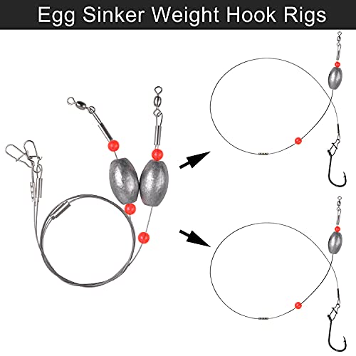 Carolina Saltwater Rigs, 8pcs Flounder Fishing Rigs, Stainless Steel Wire Leader with Egg Sinker Weights, Swivel Snaps for Catfish Grouper Drum Redfish Bottom Surf Fishing - size: 1oz-8pcs
