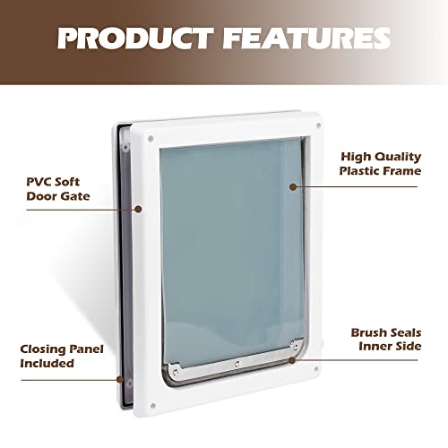 Pet Flap Door 2 Ways Locking Dog Wall Entry Pet Door with Transparent Flap for Dogs (Medium) - size: Medium