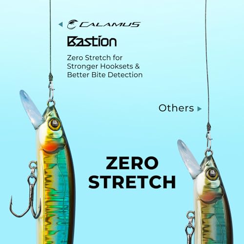 Calamus Bastion Braided Fishing Line -Abrasion Resisting Braided Lines – Thin Diameter Superline – Zero Stretch – 4 Strand MultiTuf Fiber Braid Line - color: X4-Gray, size: 15 LB - 300 Yds