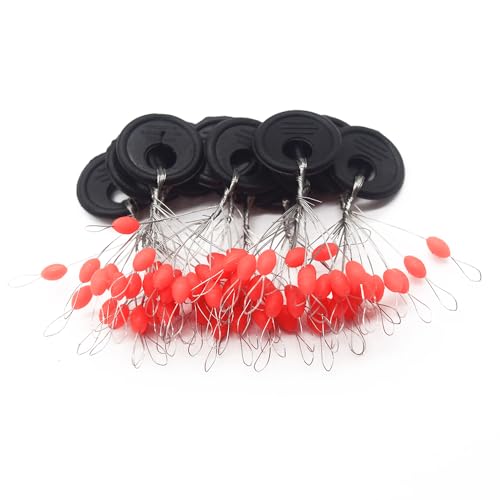 6 in 1 Fishing Bobber Stopper,Soft Silicone Float Sinker Stops,100Pcs Cylinder,Oval Float Stop Stoppers… - color: Red-Oval, size: Small