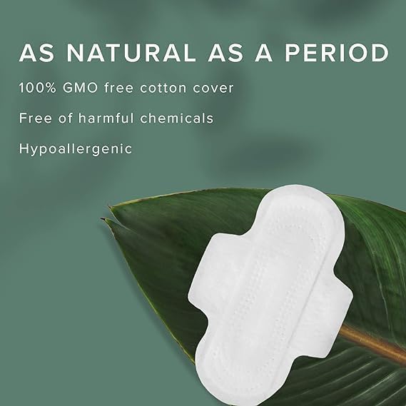 Veeda Natural Cotton Day Pads for Women - Heavy Flow Absorbent Ultra-Thin Feminine Pads with Wings - Hypoallergenic Period pads - Unscented & Chlorine free Sanitary Napkins - 168 Count
