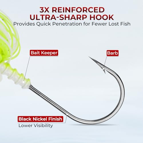 MadBite by KastKing Spinnerbait Fishing Lures, Bass Trout Salmon Walleye Stainless Steel Spinner Baits Kit, Saltwater Freshwater, 4 pcs - color: Clear Water - Colorado & Willow, size: 3/8oz