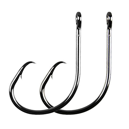 Inline Circle Hooks Saltwater, 100pcs Saltwater Fishing Hooks High Carbon Steel Fish Hook Straight Eye Octopus Hook for Catfish - size: 100PCS 3/0